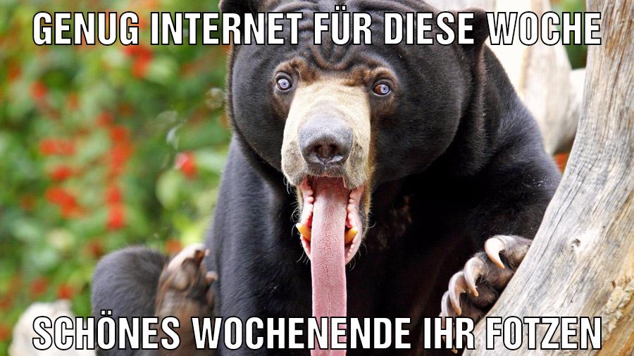 genug internet für diese woche schönes wochenende ihr fotzen