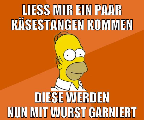 ließ mir ein paar käsestangen kommen diese werden nun mit wurst garniert