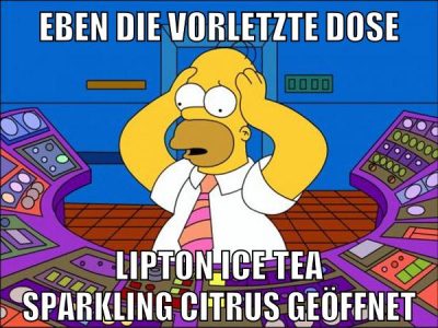 eben die vorletzte dose lipton ice tea sparkling citrus geöffnet