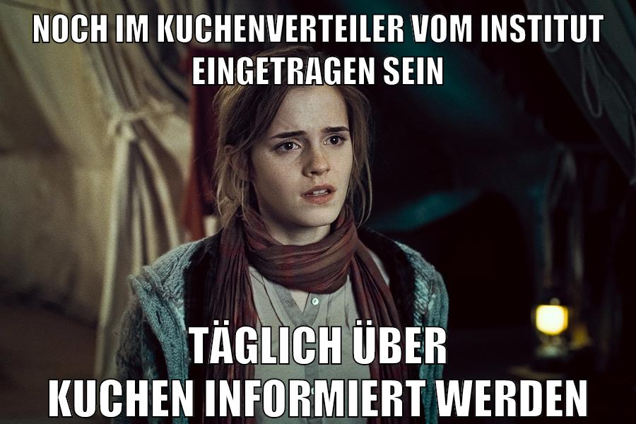 noch im kuchenverteiler vom institut eingetragen sein täglich über kuchen informiert werden