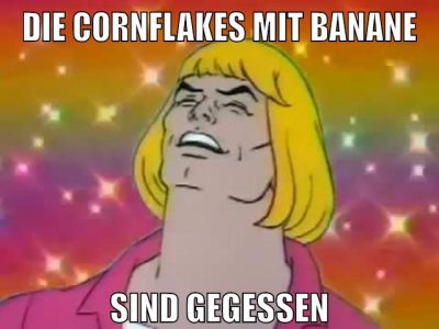 die cornflakes mit banane sind gegessen