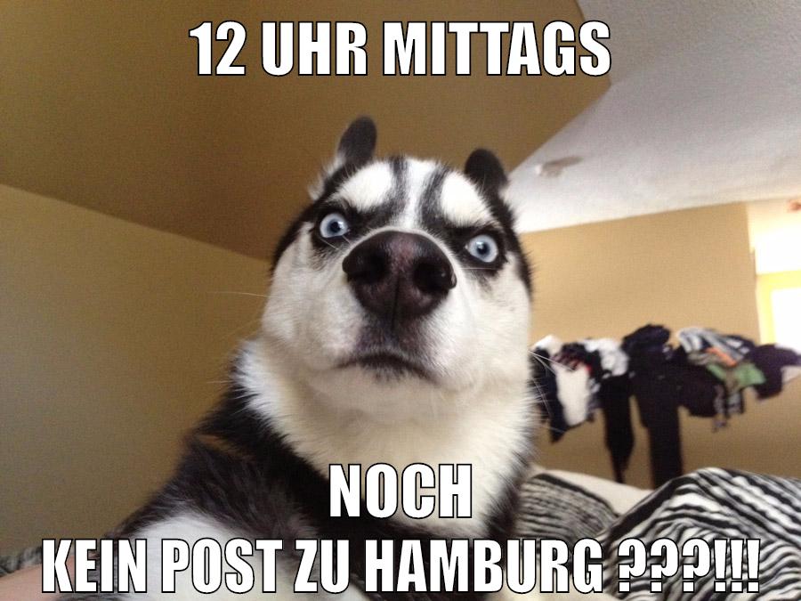12 uhr mittags noch kein post zu hamburg ???!!!