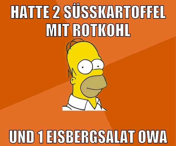 hatte 2 süßkartoffel mit rotkohl und 1 eisbergsalat owa