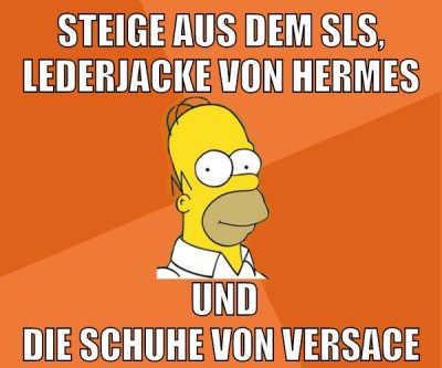 steige aus dem sls, lederjacke von hermes und die schuhe von versace
