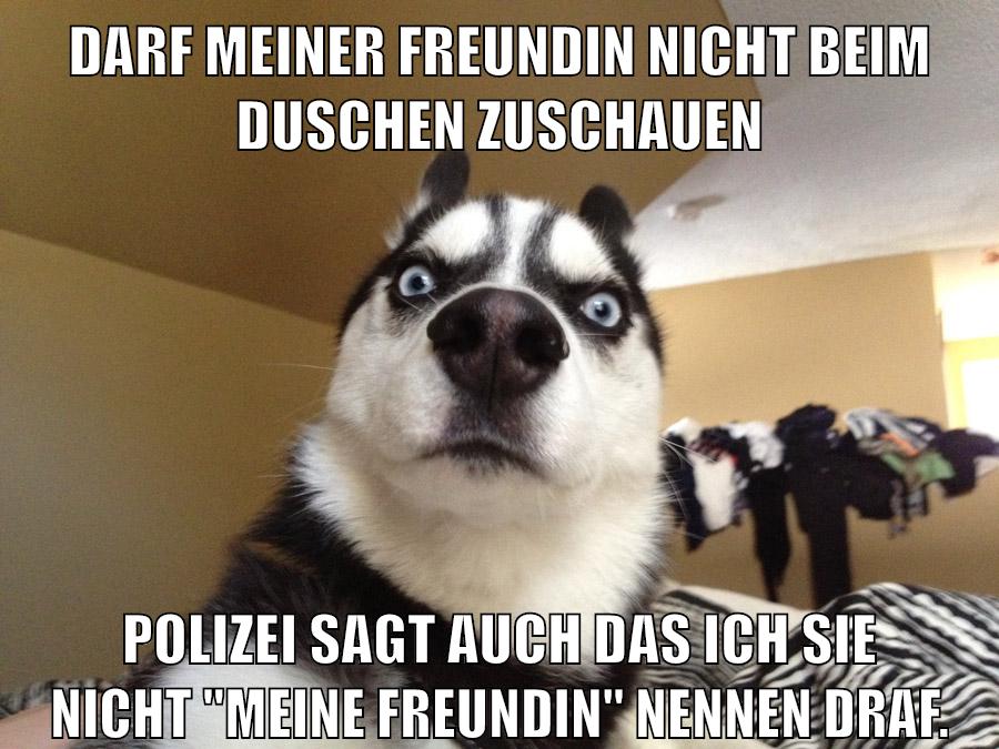 Darf meiner freundin nicht beim duschen zuschauen polizei sagt auch das ich sie nicht "meine Freundin" nennen draf.