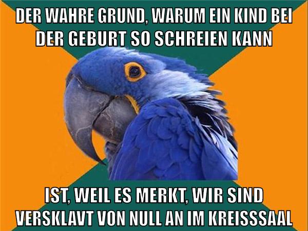 Der wahre Grund, warum ein Kind bei der Geburt so schreien kann Ist, weil es merkt, wir sind versklavt von Null an im Kreißsaal