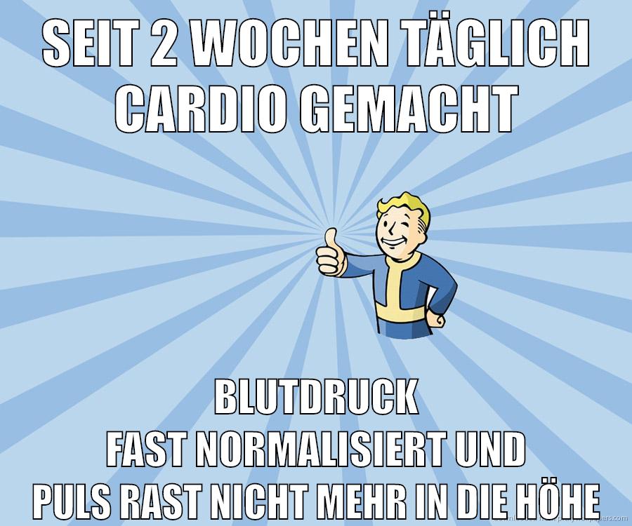 seit 2 wochen täglich cardio gemacht blutdruck fast normalisiert und puls rast nicht mehr in die höhe