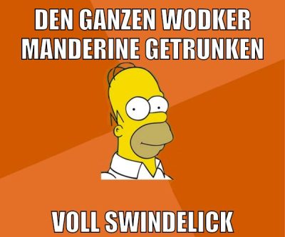 den ganzen wodker manderine getrunken voll swindelick