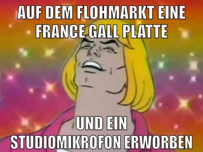 auf dem flohmarkt eine france gall platte und ein studiomikrofon erworben