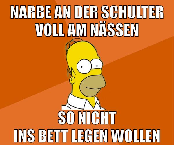 narbe an der schulter voll am nässen so nicht ins bett legen wollen