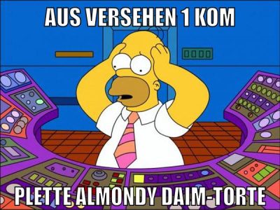 aus versehen 1 kom plette almondy daim-torte