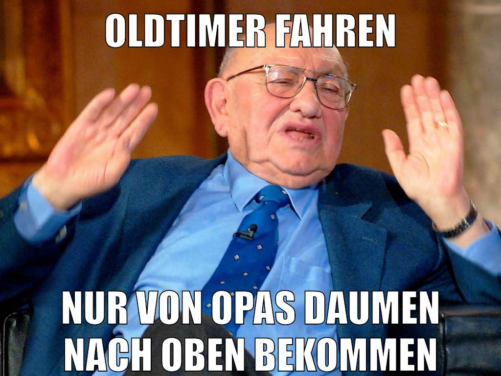 oldtimer fahren nur von opas daumen nach oben bekommen