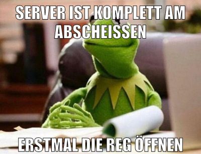 server ist komplett am abscheissen erstmal die reg öffnen