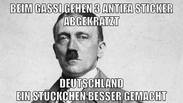 beim gassi gehen 3 antifa sticker abgekratzt deutschland ein stückchen besser gemacht