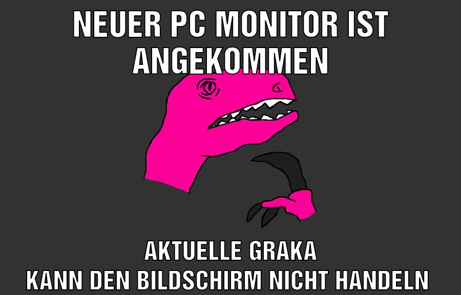 Neuer pc monitor ist angekommen Aktuelle graka kann den bildschirm nicht handeln