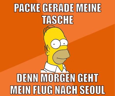 packe gerade meine tasche denn morgen geht mein flug nach seoul