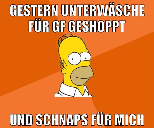 gestern unterwäsche für gf geshoppt und schnaps für mich