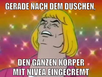 gerade nach dem duschen, den ganzen Körper mit nivea eingecremt