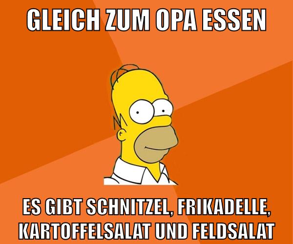 gleich zum opa essen es gibt schnitzel, frikadelle, kartoffelsalat und feldsalat