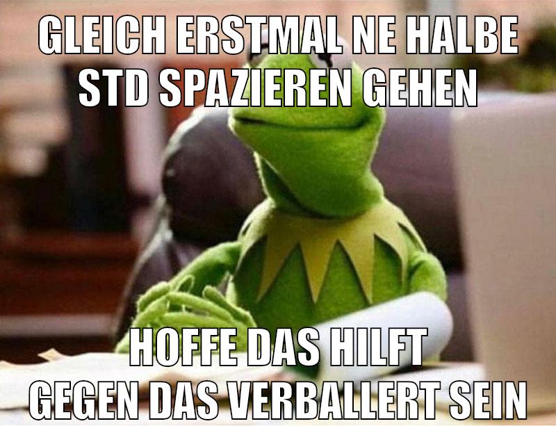 gleich erstmal ne halbe std spazieren gehen hoffe das hilft gegen das verballert sein