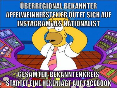 überregional bekannter apfelweinhersteller outet sich auf instagram als nationalist gesamter bekanntenkreis startet eine hexenjagt auf facebook