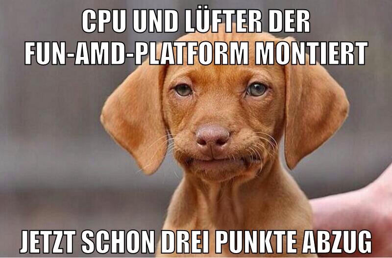 CPU und Lüfter der Fun-AMD-Platform montiert jetzt schon drei Punkte Abzug