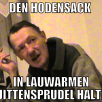 Den Hodensack  in lauwarmen Quittensprudel halten