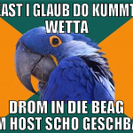 Heast i glaub do kummt a wetta Drom in die beag om