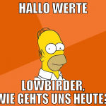 hallo werte lowbirder, wie gehts uns heute?