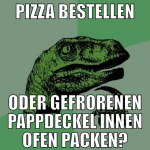 Pizza bestellen oder gefrorenen Pappdeckel innen O
