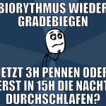 Biorythmus wieder gradebiegen jetzt 3h pennen oder