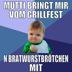 mutti bringt mir vom grillfest n bratwurstbrötchen