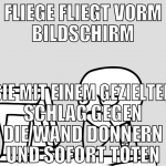 fliege fliegt vorm bildschirm sie mit einem geziel