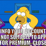 Info Your account is not suitable to apply for pre
