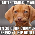 vor lauter trauer um adolfo den 30.000k comment ve