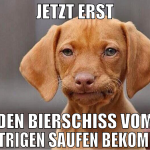 jetzt erst den bierschiß vom gestrigen saufen beko
