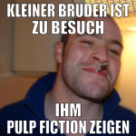kleiner bruder ist zu besuch ihm pulp fiction zeig