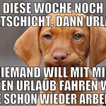 Diese Woche noch Spätschicht, dann Urlaub Niemand 