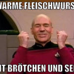 warme fleischwurst mit brötchen und senf