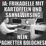 JA: FRIKADELLE MIT KARTOFFELN UND SAHNEWIRSING NEI