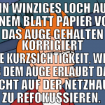 Ein winziges Loch auf einem Blatt Papier vor das A