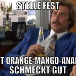 stelle fest Korn mit Orange-Mango-Ananassaft schme