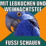 mit lebkuchen und weihnachtstee fussi schauen