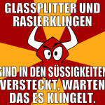 glassplitter und rasierklingen sind in den süßigke