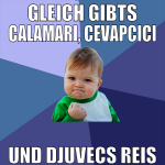 gleich gibts calamari, cevapcici und djuvecs reis