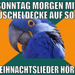 sonntag morgen mit kuscheldecke auf sofa weihnacht