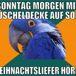 sonntag morgen mit kuscheldecke auf sofa weihnacht