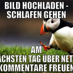 Bild hochladen - schlafen gehen am nächsten tag üb