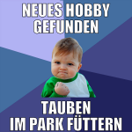 neues hobby gefunden tauben im park füttern
