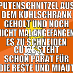 putenschnitzel aus dem kühlschrank geholt und noch